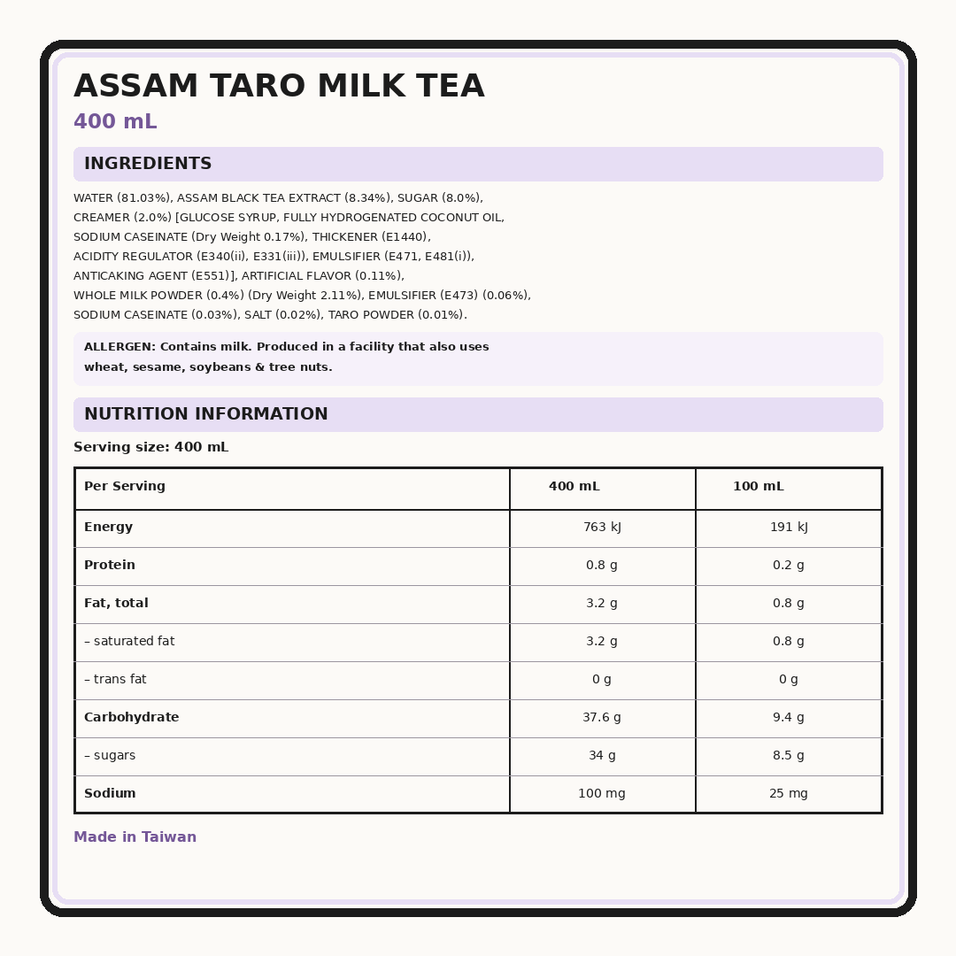 Taro Milk Tea 400ml thumbnail 2