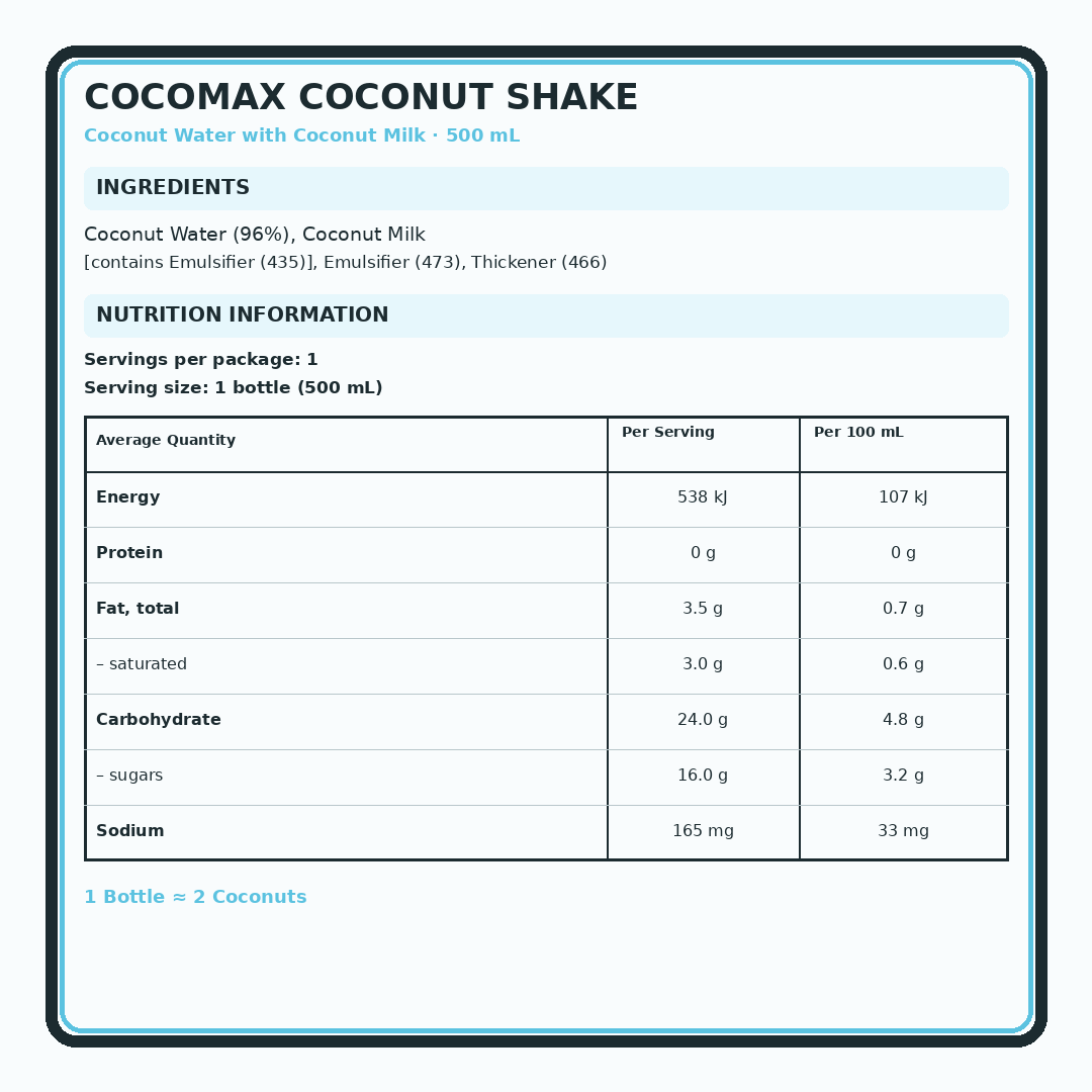 Coconut Shake 500ml thumbnail 2