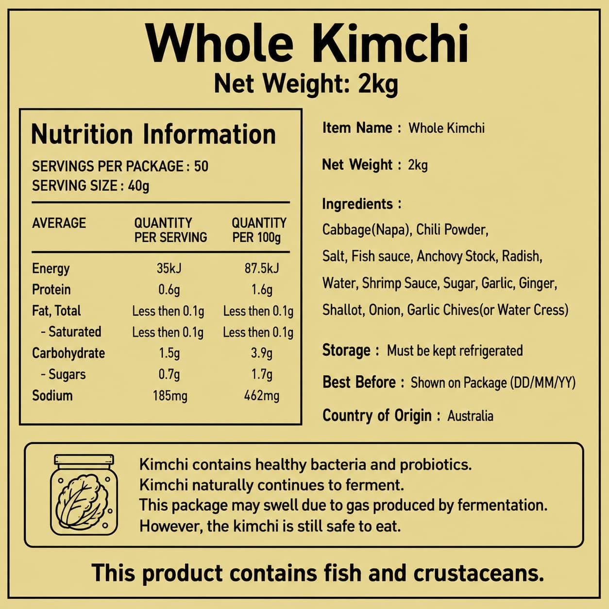 HN Whole Napa Cabbage Kimchi 2kg thumbnail 2