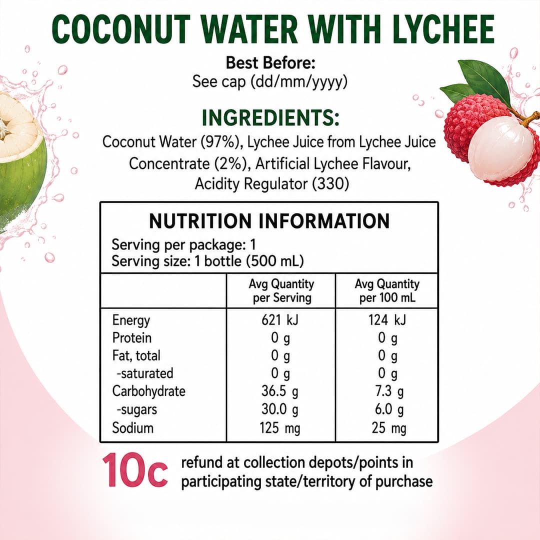 Cocomax Coconut Wtr Lychee 500ml thumbnail 2
