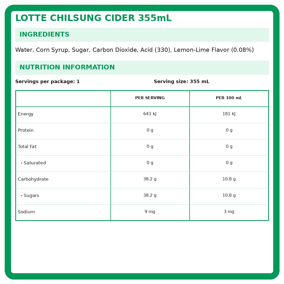 LT Chilsung Cider 355ml thumbnail 2
