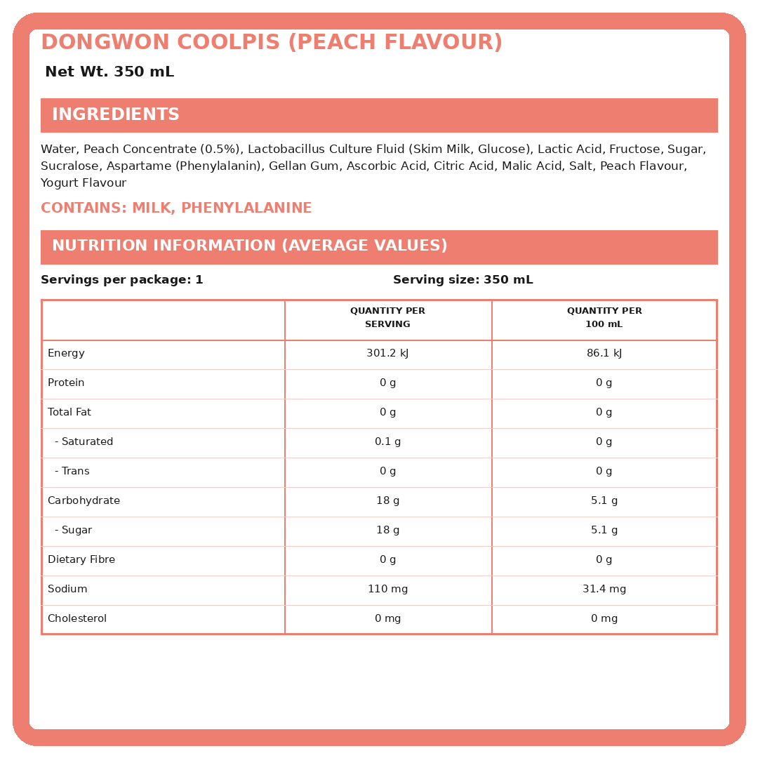DW Coolpis Peach 350ml thumbnail 2