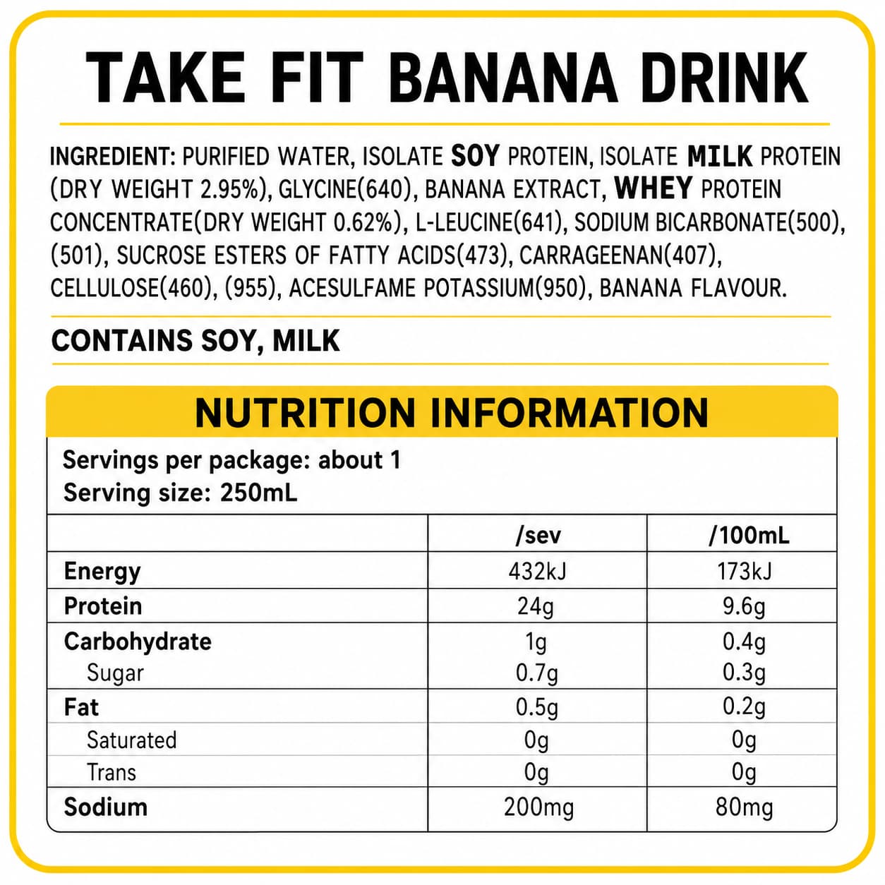 Takefit Max Banana Flavor 250ml thumbnail 2