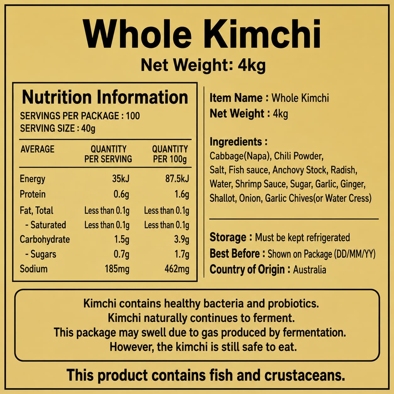 HN Whole Napa Cabbage Kimchi 4kg thumbnail 2