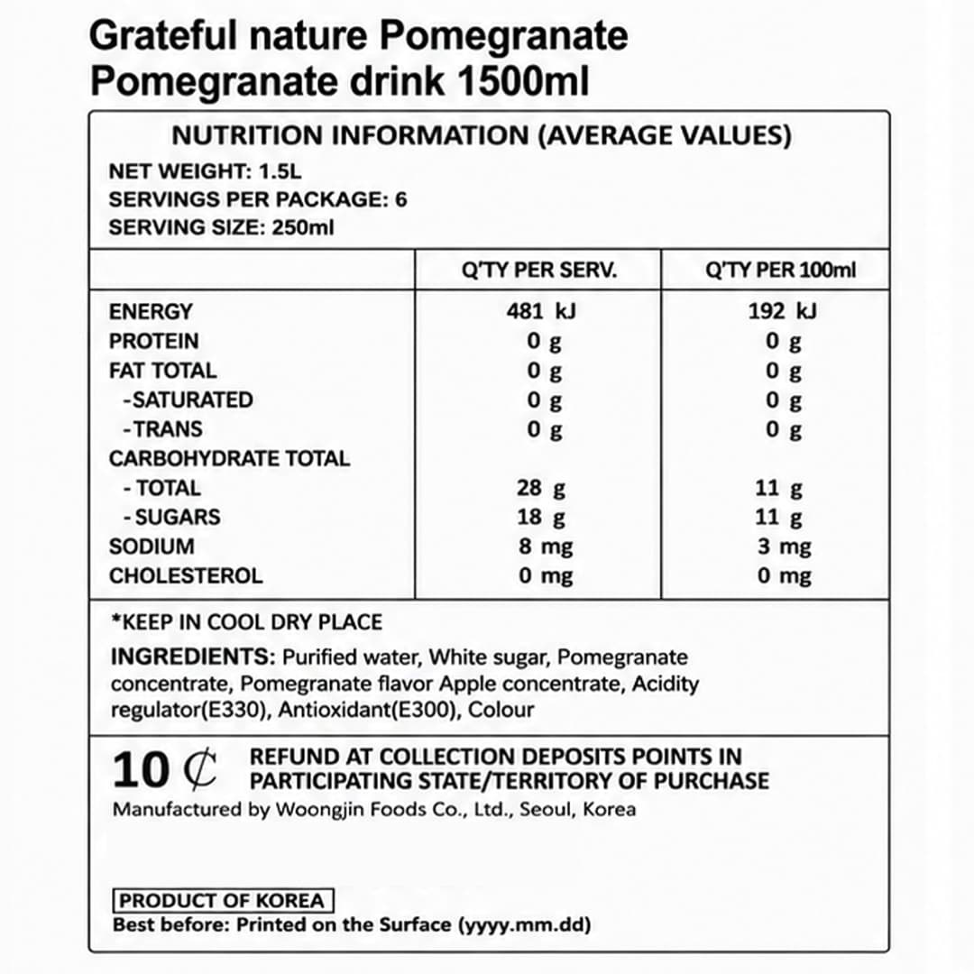 WJ Nature Pomegranate 1.5L thumbnail 2