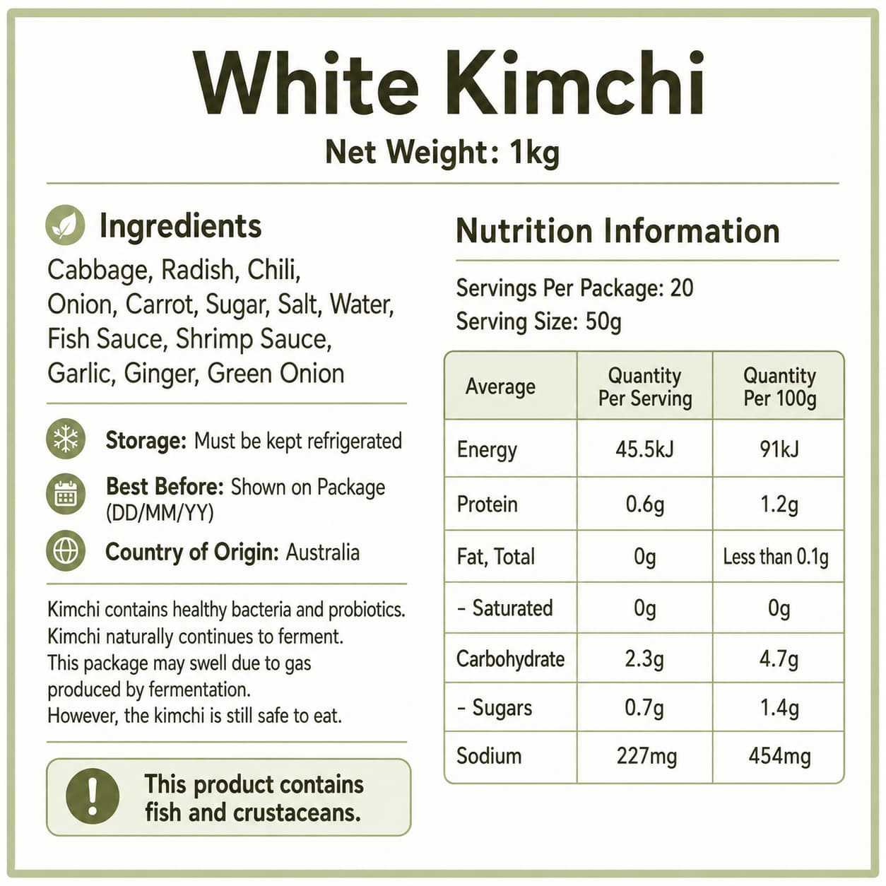 HN White Kimchi 1kg thumbnail 2