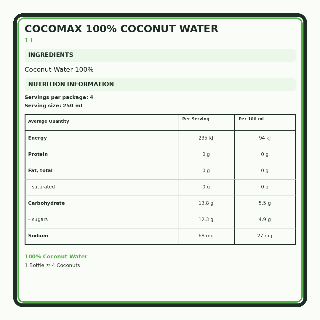 Coconut Water Original 1L thumbnail 2