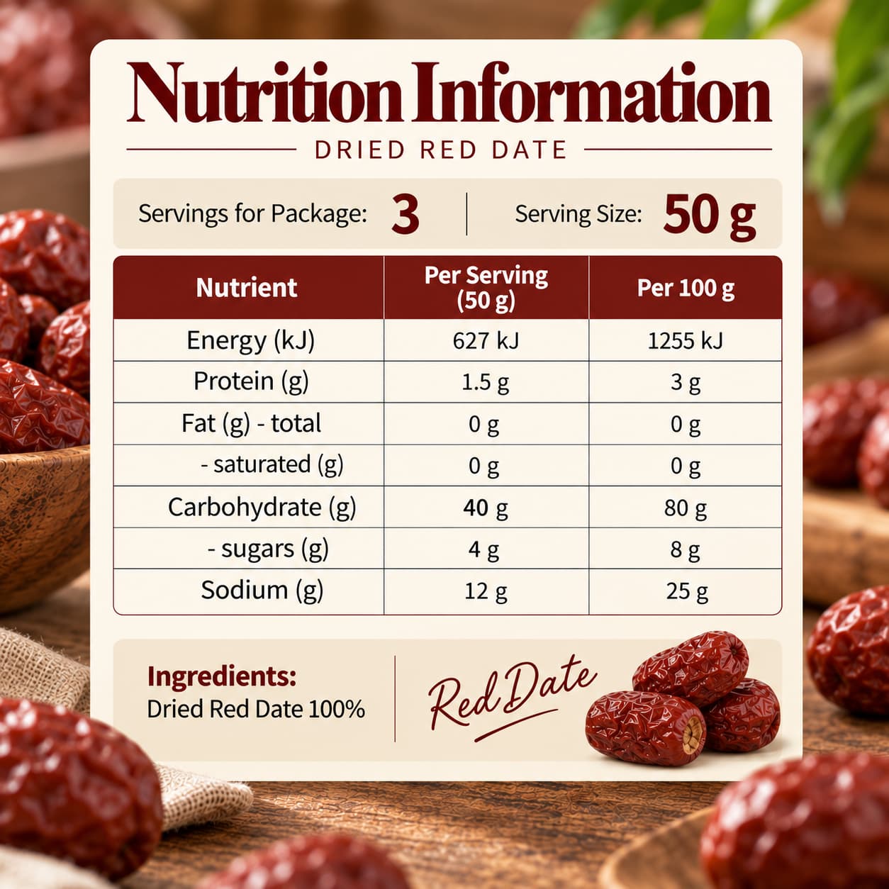 GBW Dried Red Date 150g thumbnail 2