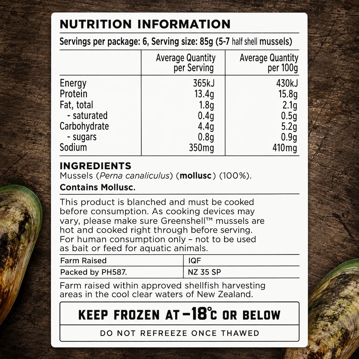 NZ Green Whole Shell Mussels 1kg thumbnail 2
