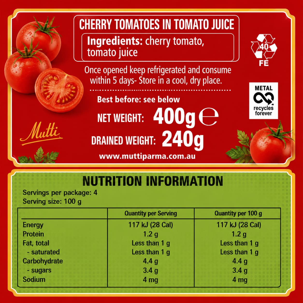 Cherry Tomatoes Sauce 400g thumbnail 2