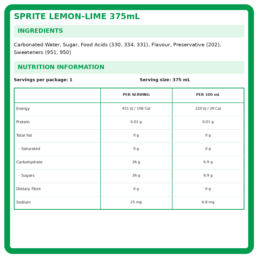 Sprite Lemon-Lime CAN 375ml thumbnail 2