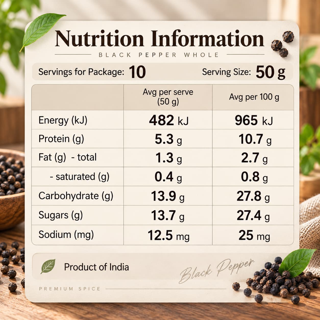 Black Pepper Whole 500g thumbnail 2