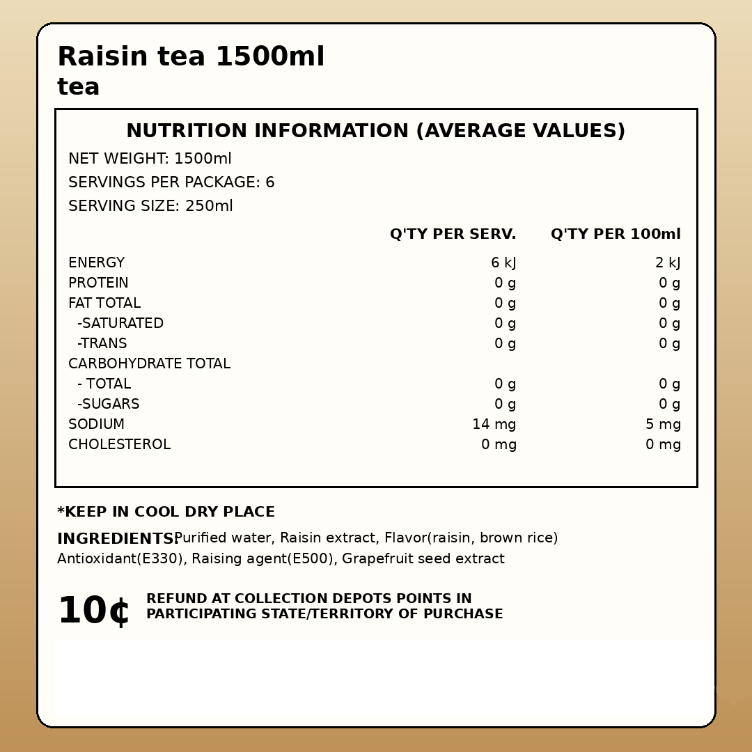 WJ Raisin Tea 1.5L thumbnail 2