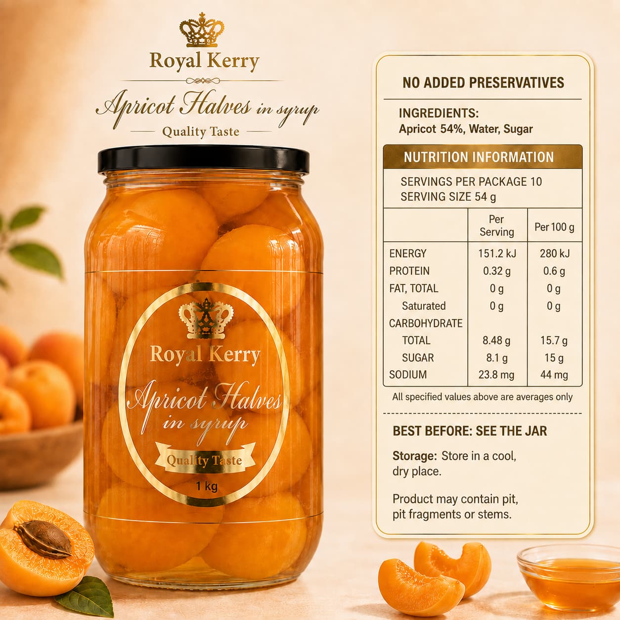 @RK Apricot Halves in syrup 1kg thumbnail 2