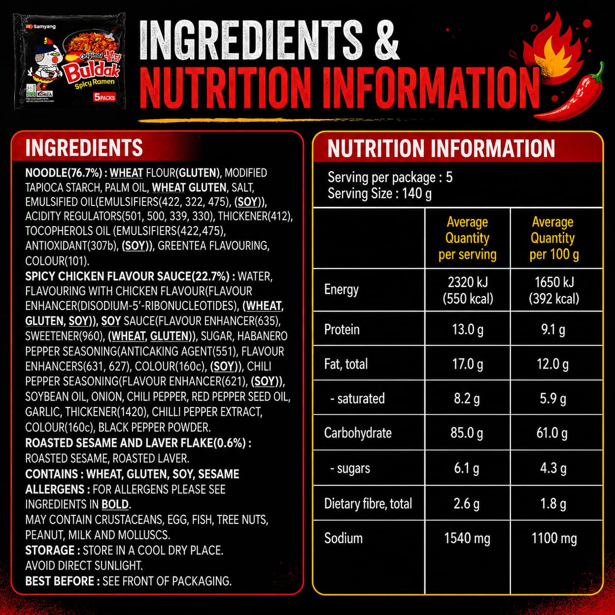 SY Buldak Ramen 140g*5 thumbnail 3