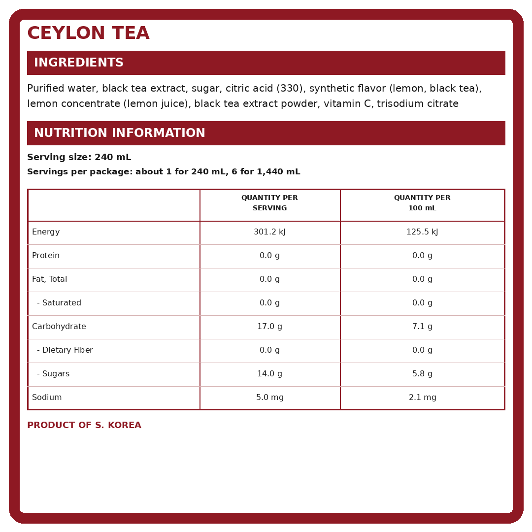 LT Ceylon Tea 240ml thumbnail 2