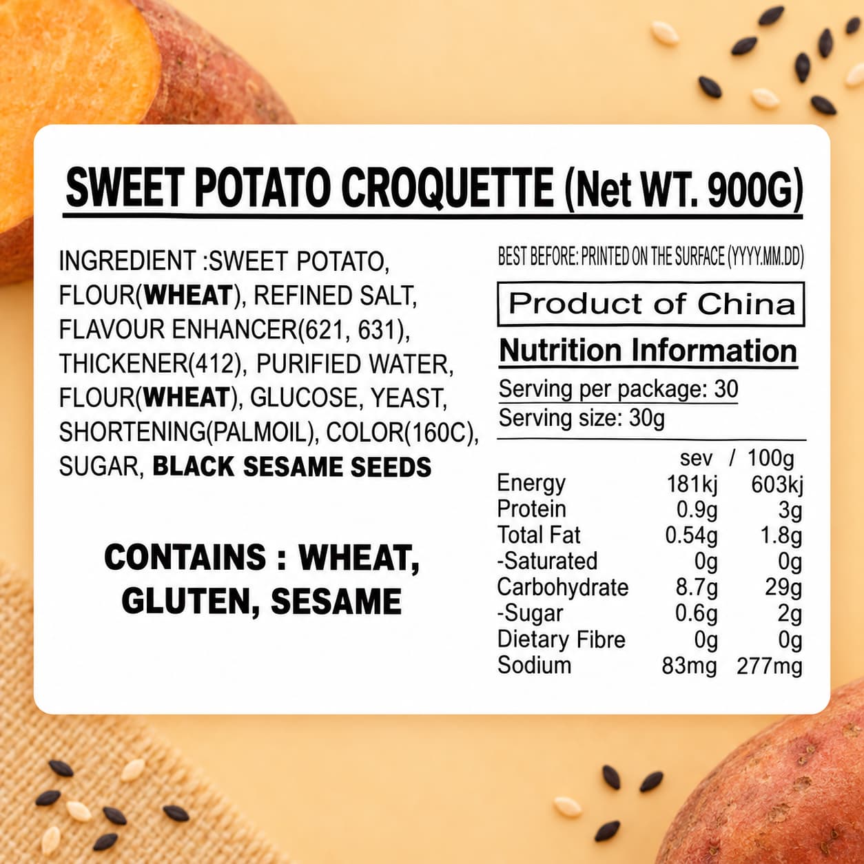 SH Sweet Potato Croquette 900g thumbnail 2