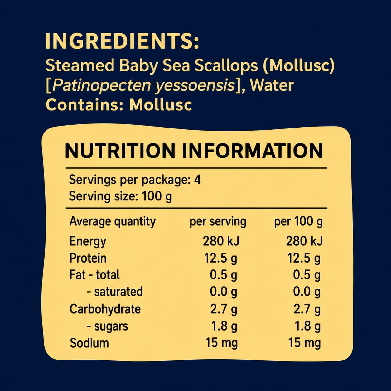 HNB Steamed Baby Sea Scallops 400g thumbnail 2