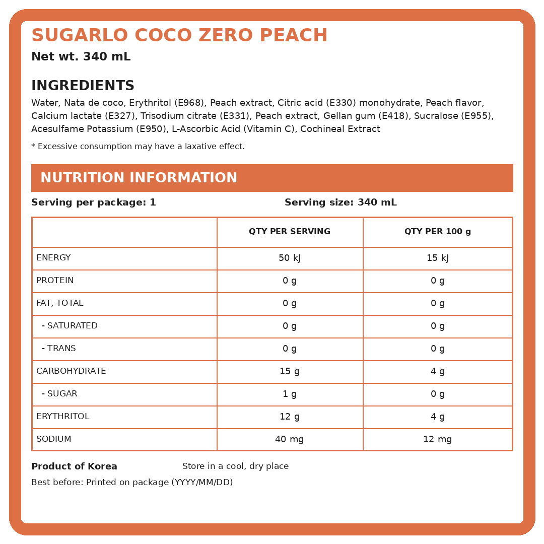 CocoZero Peach 340ml thumbnail 2