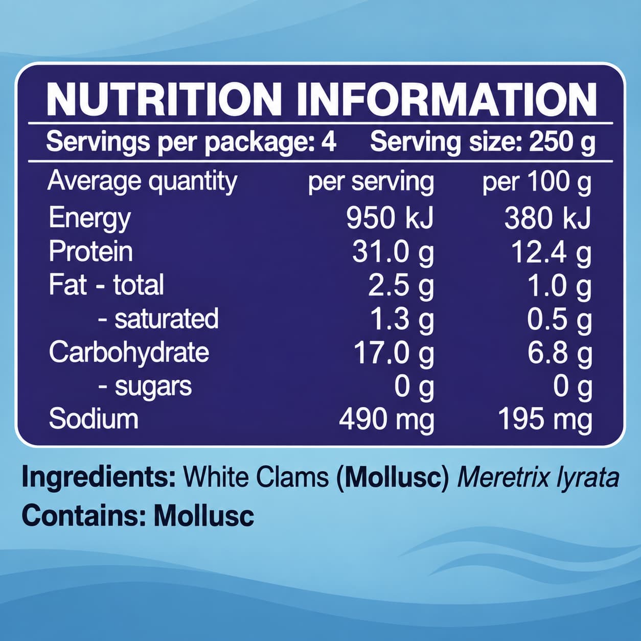 HNB White Clams Whole 1kg thumbnail 2