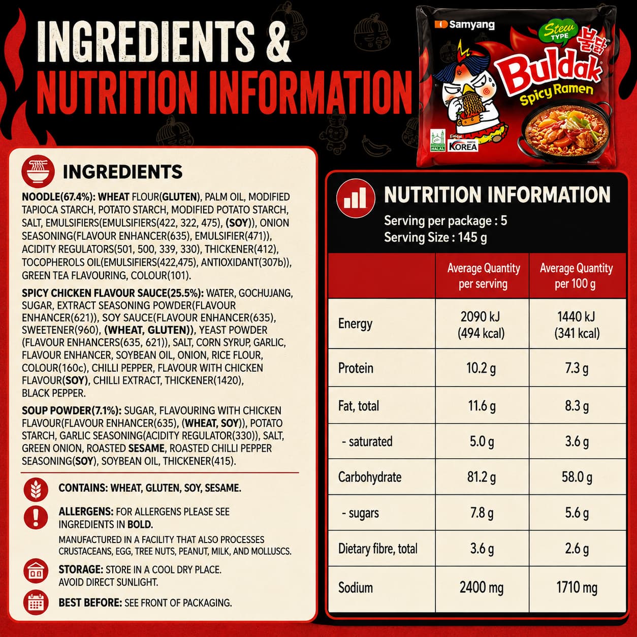 SY Buldak Hot Chicken Stew 145g*5 thumbnail 3