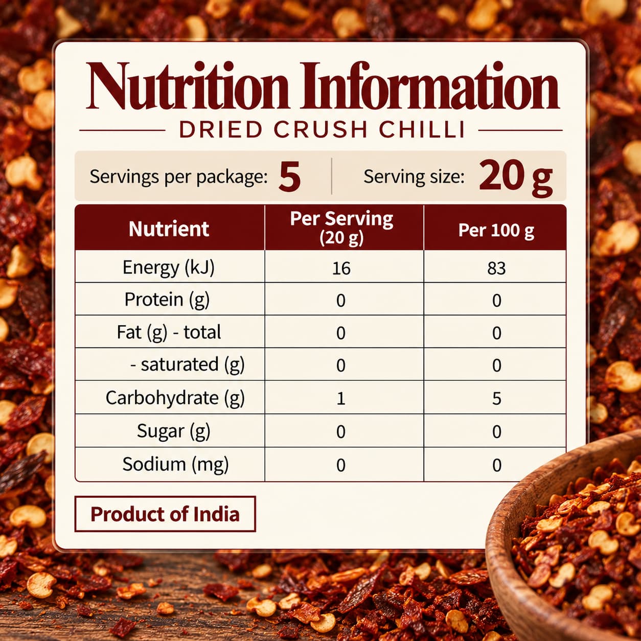 GBW Dried Crushed Chili 100g thumbnail 2