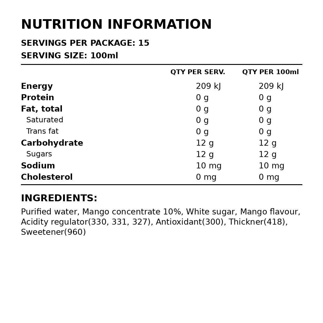 WJ Nature's Mango Juice 1.5L thumbnail 2