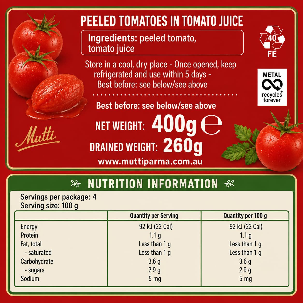 MTT Peeled Tomatoes 400g thumbnail 2