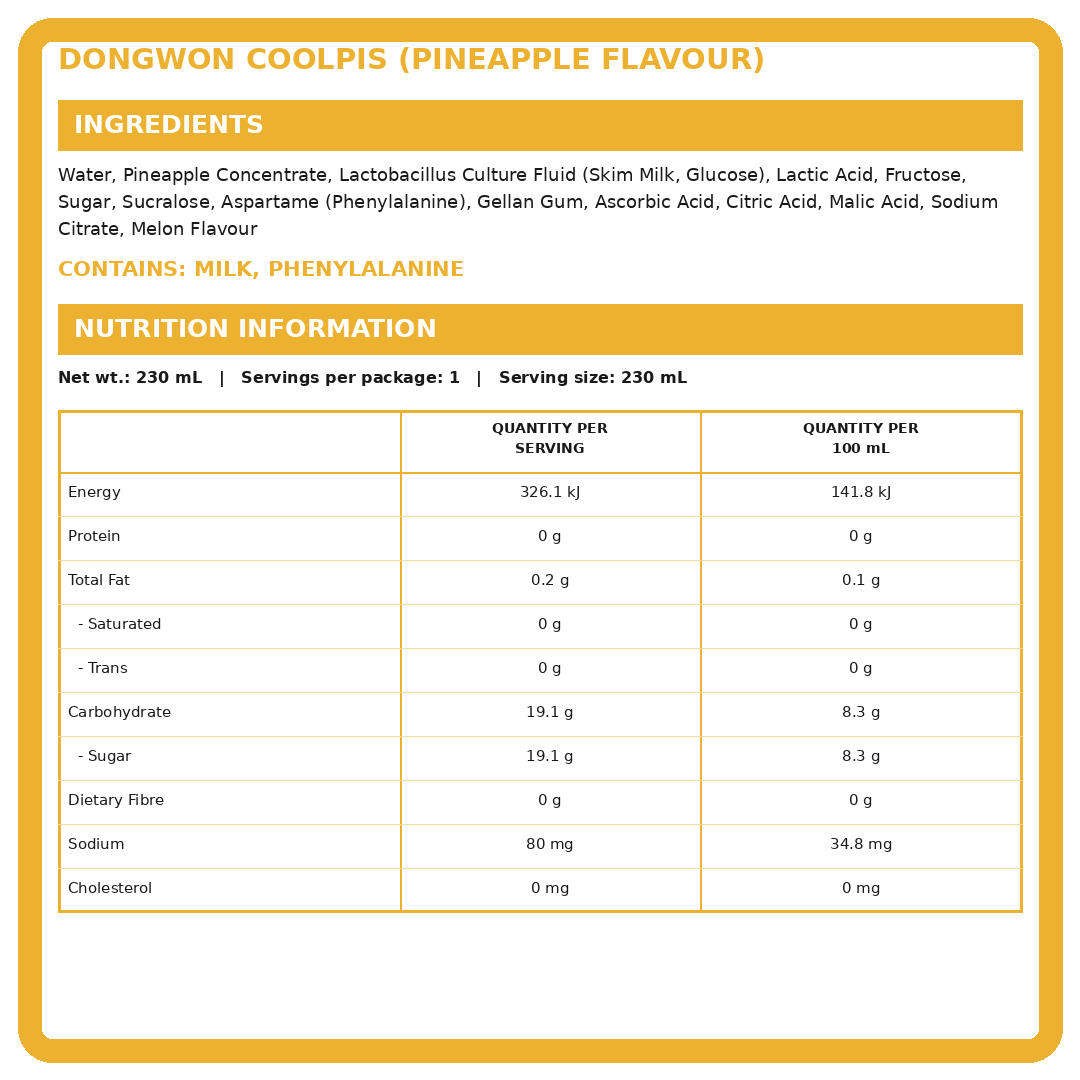 Coolpis Zero Pineapple 230ml thumbnail 2