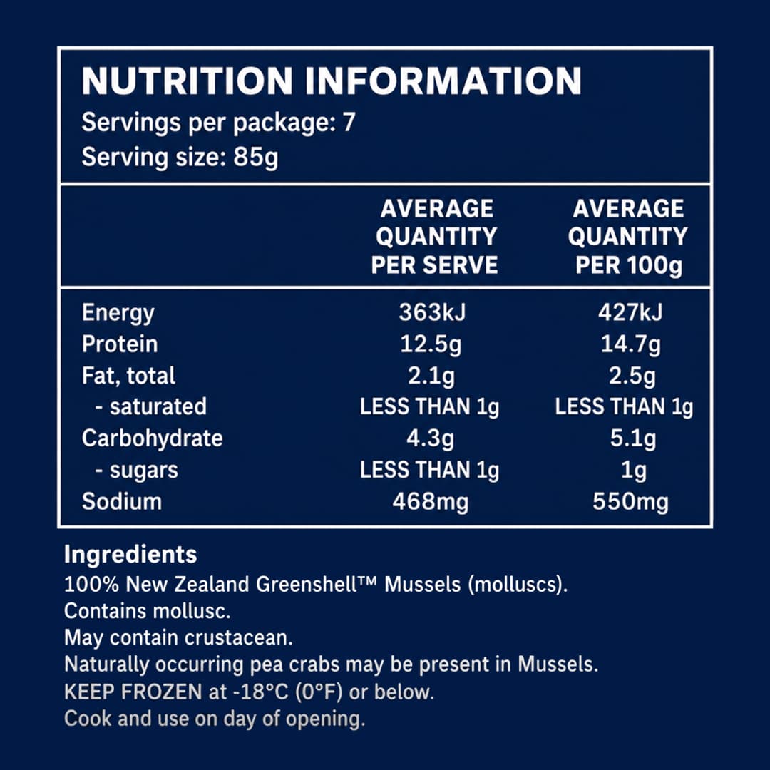 Talley's Half Shell Mussel M30/45 1kg thumbnail 2