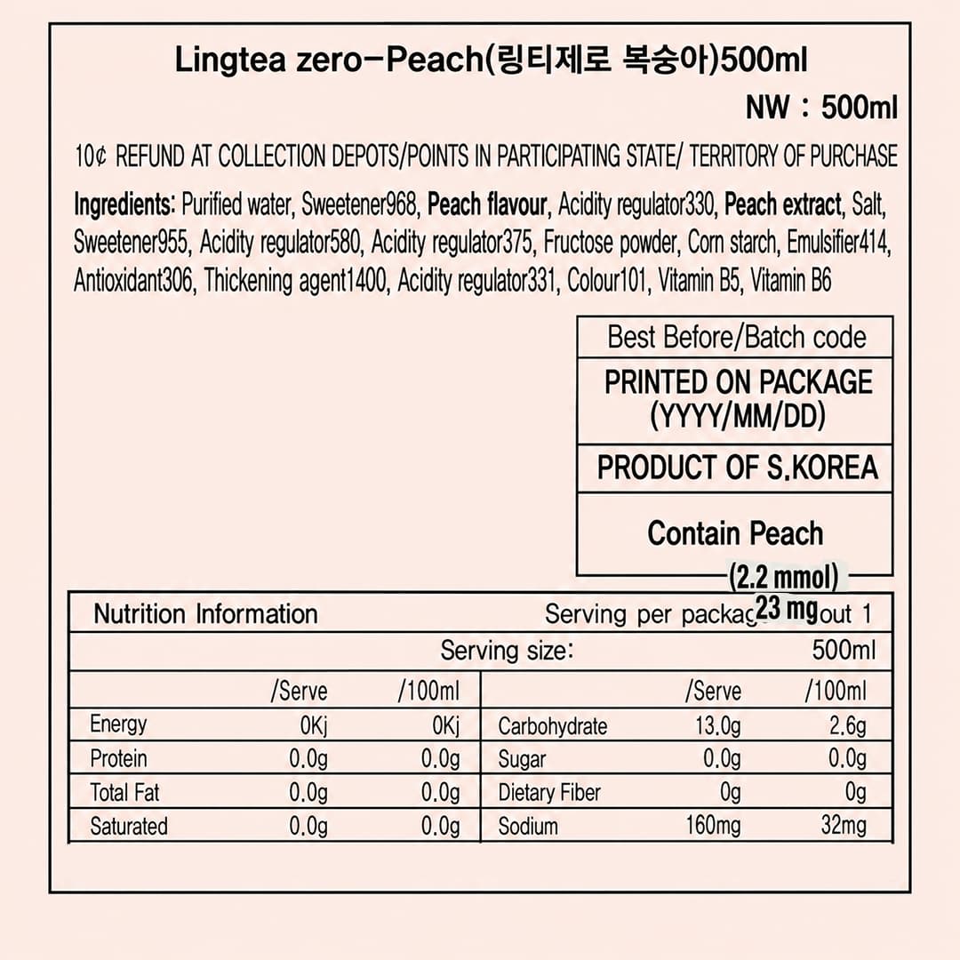 LingTea Zero Peach 500ml thumbnail 2
