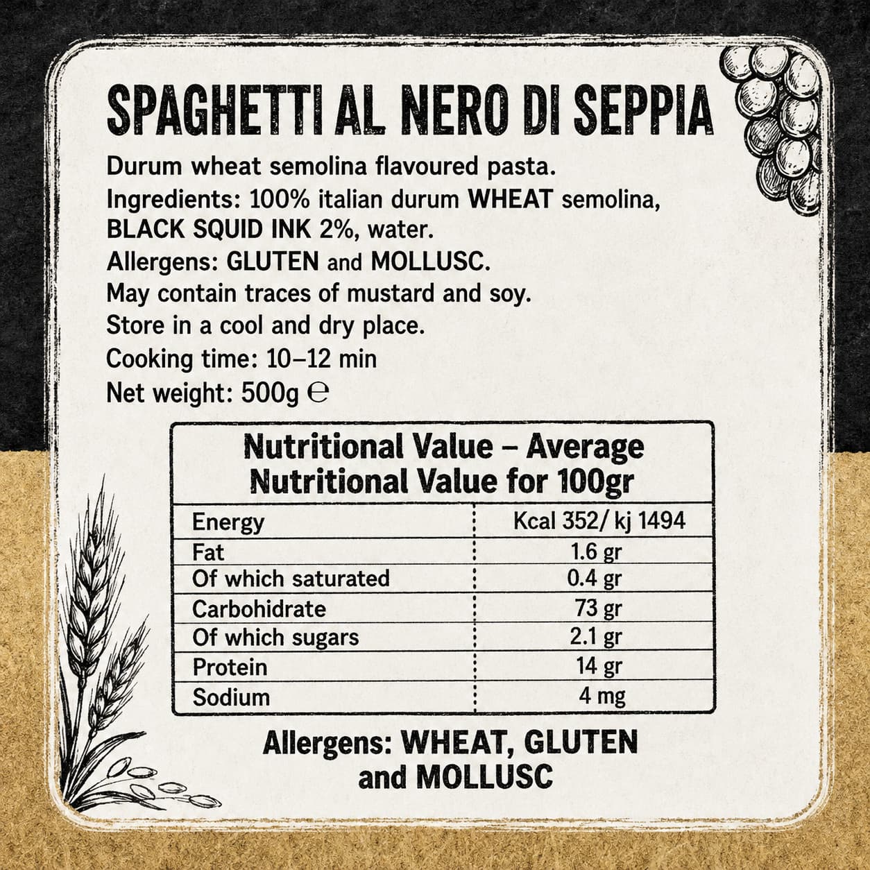 Al Nero Squid ink spaghetti 500g thumbnail 2