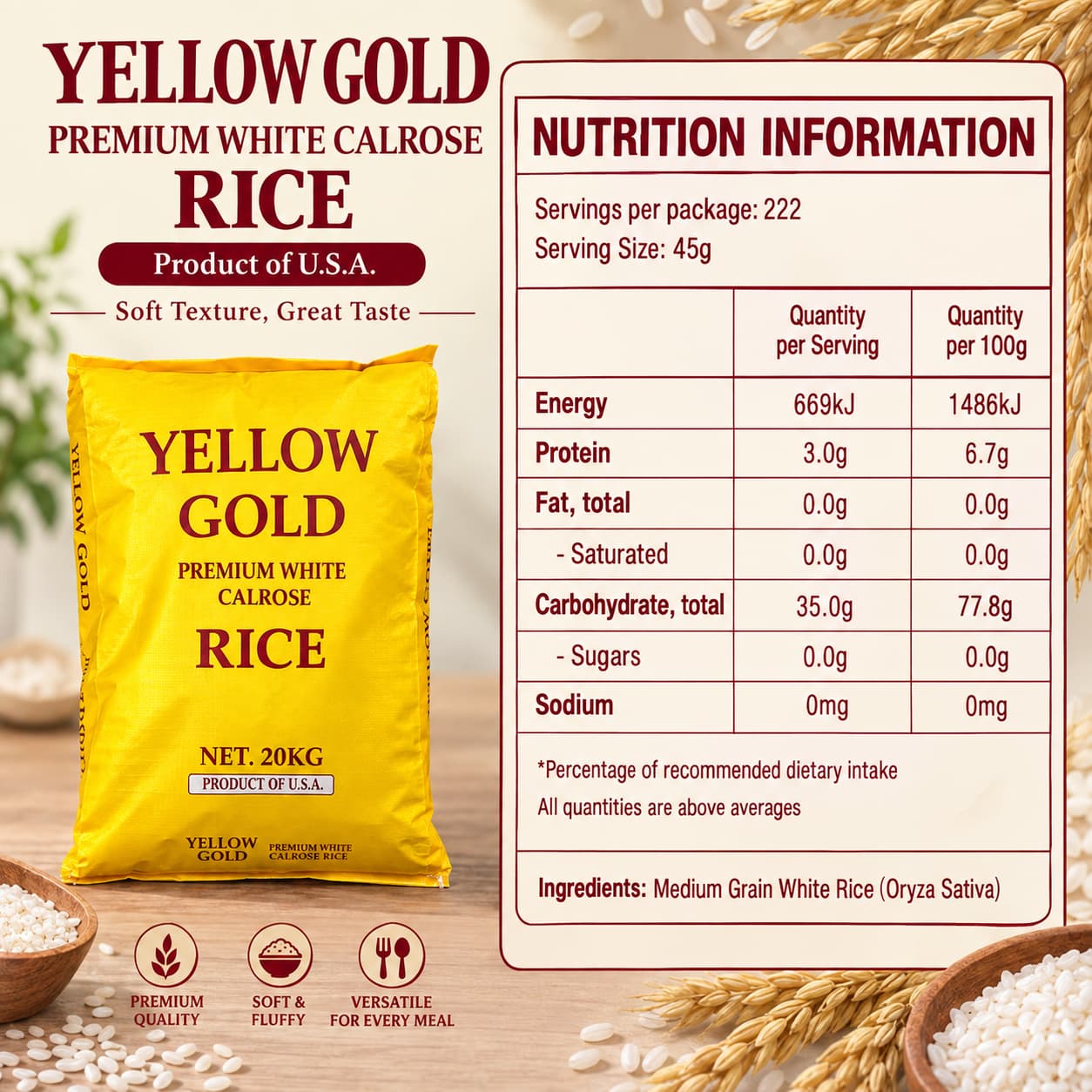 Yellow Gold Rice 20kg thumbnail 2