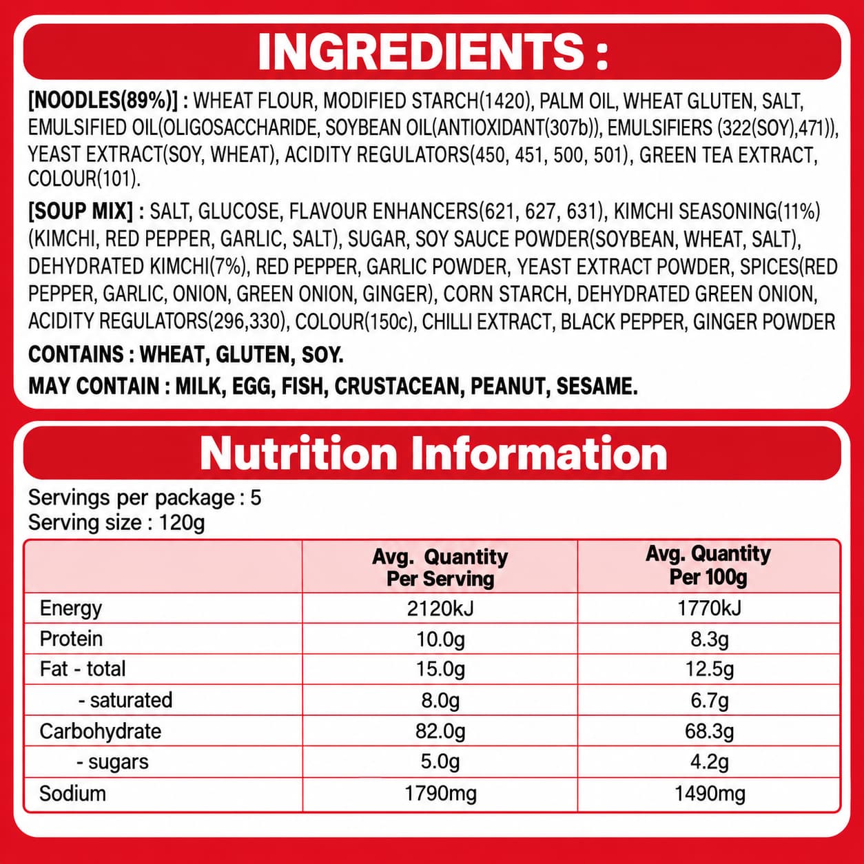 OTG Kimchi Ramen 120g*5 thumbnail 3