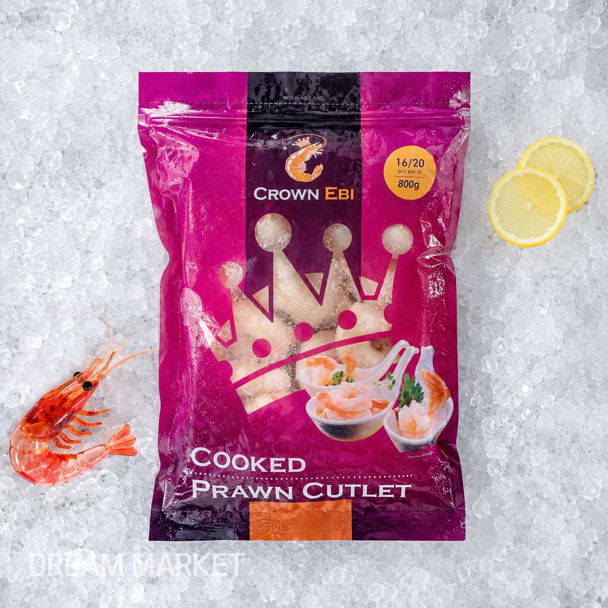 Crown Ebi Cooked Prawn Cutlet 16/20 800g/(I)
