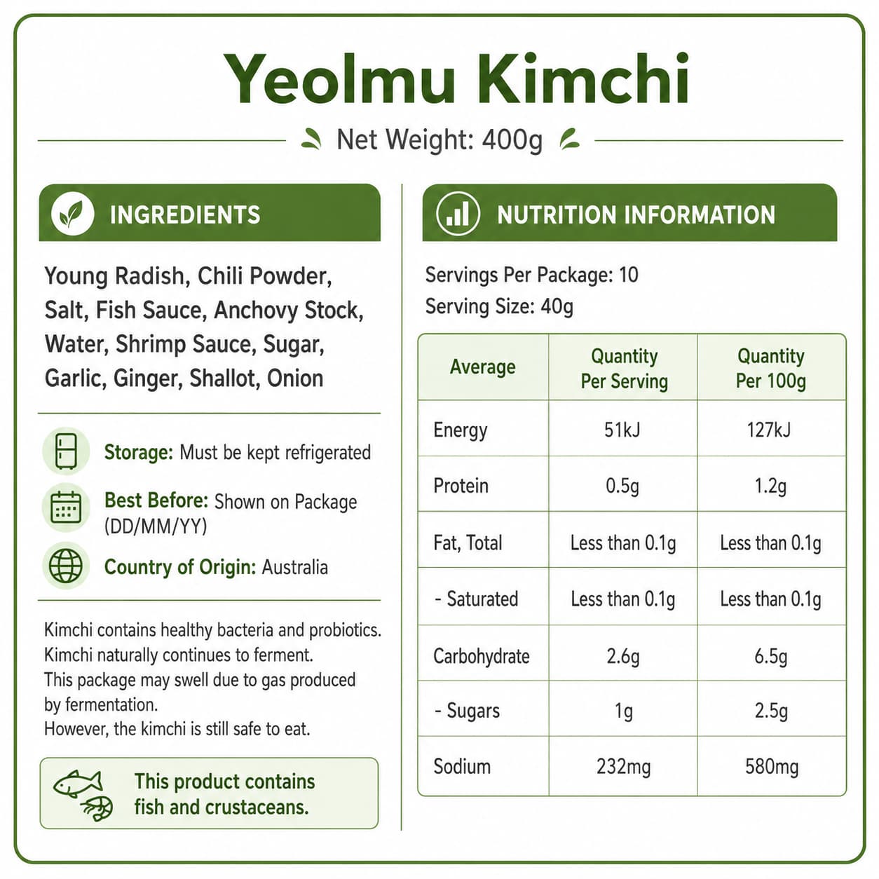 HN Yeolmu Kimchi 400g thumbnail 2