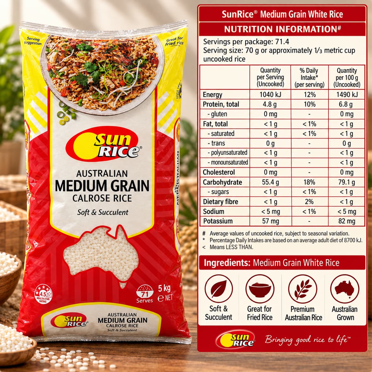 Sunrice Medium Grain 5kg thumbnail 2