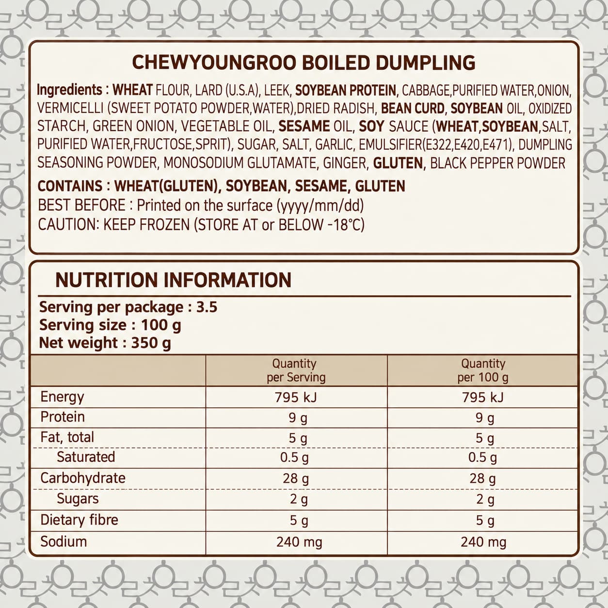 CYR Boiled Dumplings 350g thumbnail 2