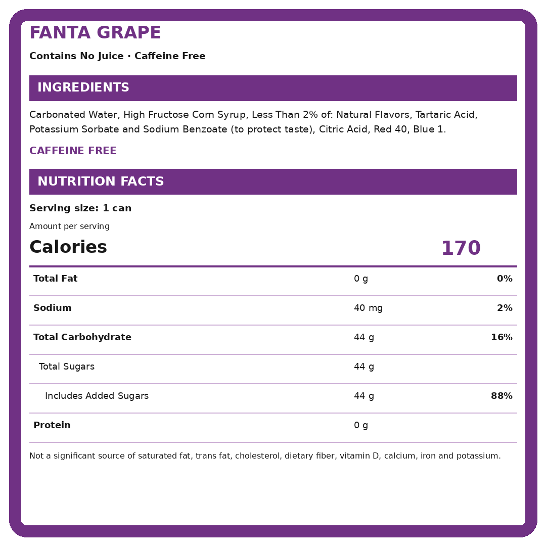 Fanta Soft Drink Grape 355ml thumbnail 2