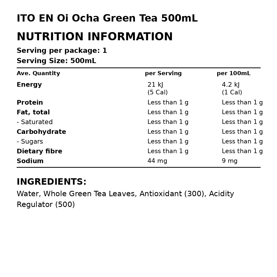 ITOEN Oi Ocha Green Tea 500ml thumbnail 2