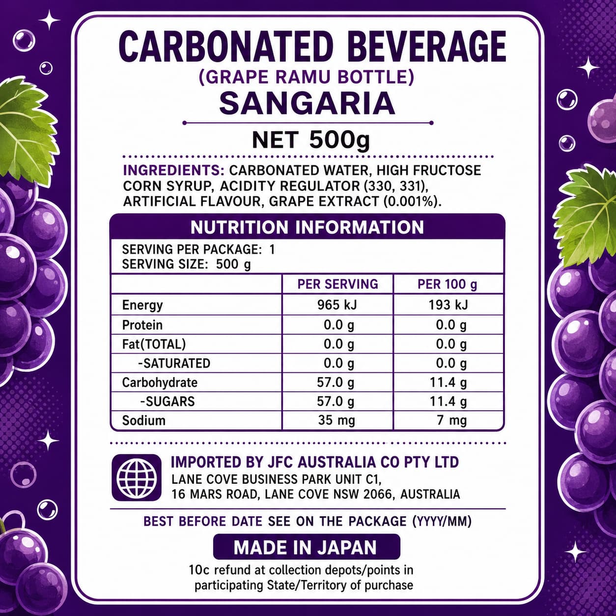 Ramune Grape Bottle 500ml thumbnail 2
