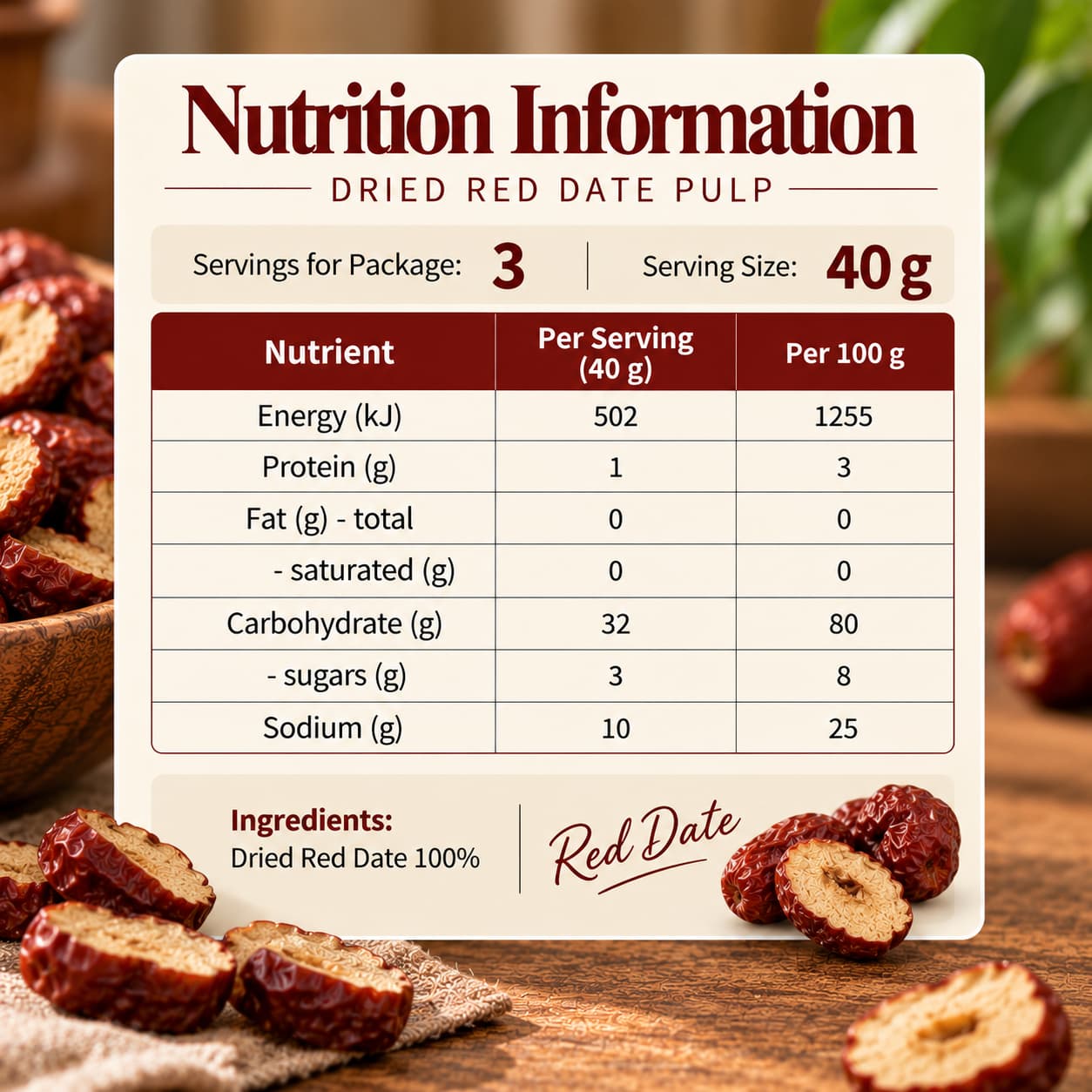 Dried Red Date Pulp 120g thumbnail 2