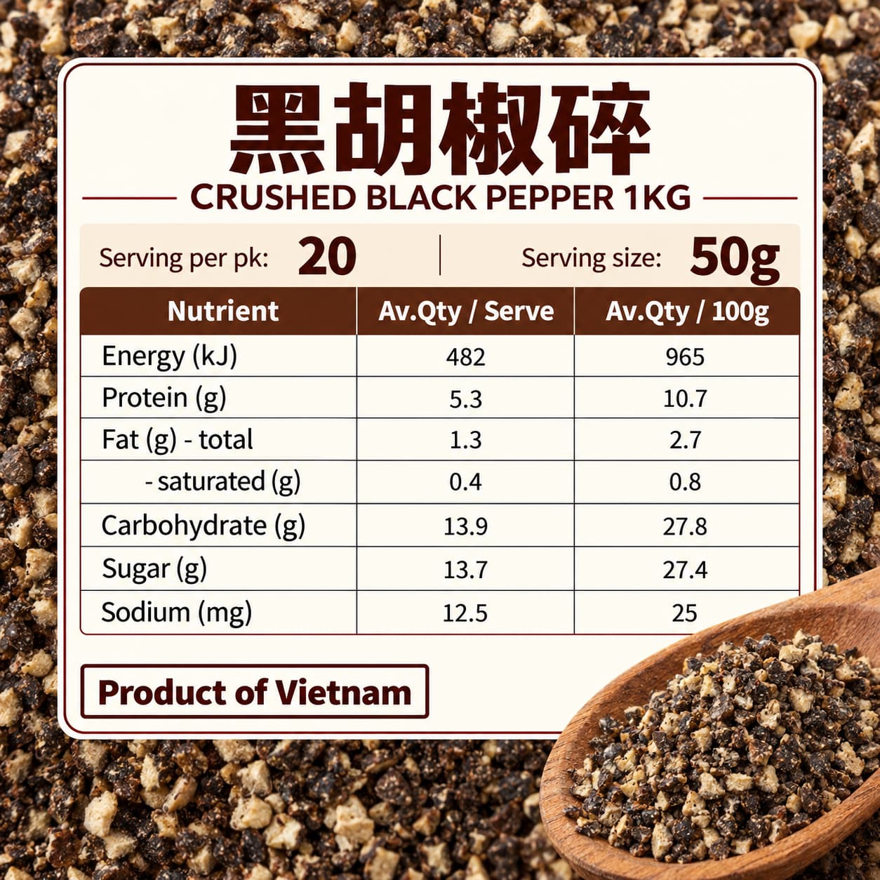 GBW Crushed Black Pepper 1kg thumbnail 2