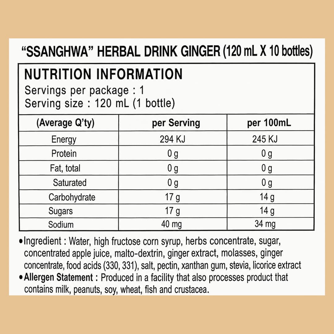 KD Ssanghwa Herbal Drink Ginger 120ml*10btls thumbnail 2